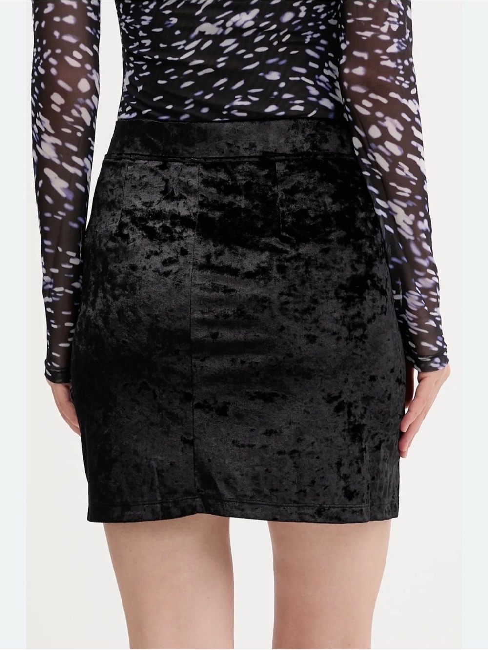 NWOT Black Crushed Velvet Mini Skirt